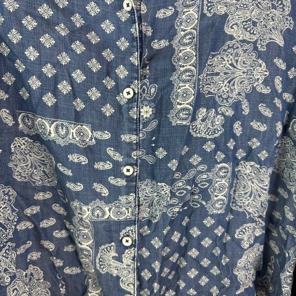Foxcroft Blue roll tab Button Up Shirt Size 24W - Picture 5 of 5